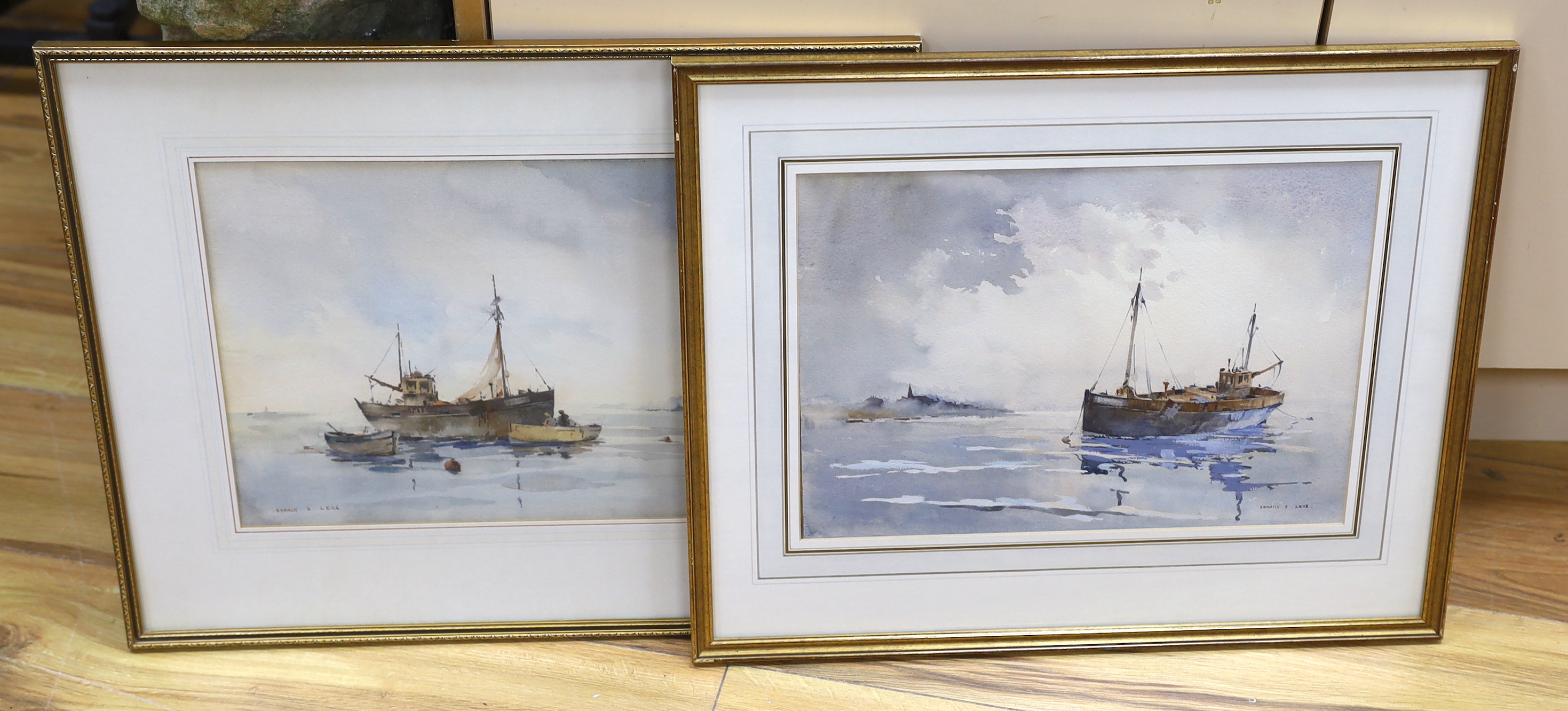Francis Leke (b.1912), three maritime interest watercolours, Boats and harbour scenes, each signed, 25 x 35cm